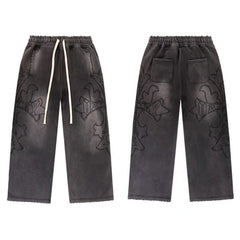 Vale Forever Vintage Gothic Cross Zip-Up Hoodie & Sweatpants Set - Charcoal / Washed Black